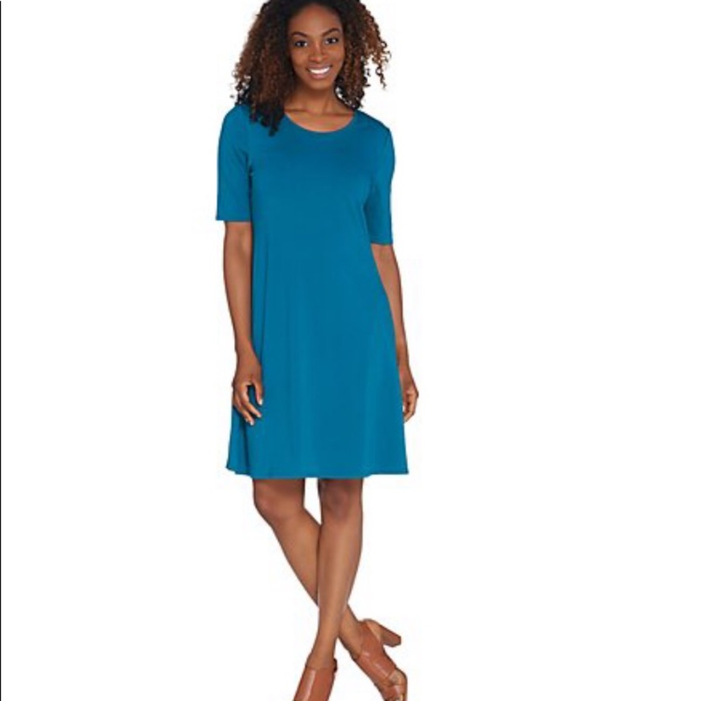 Halston Crepe Dress Sea Teal